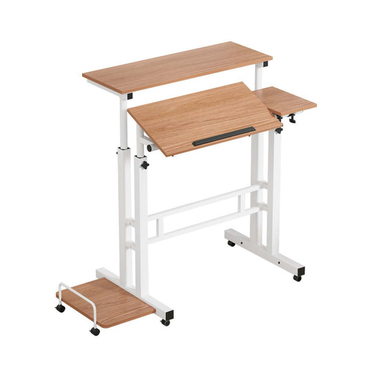 Artiss Laptop Desk Table Adjustable Light Wood 80Cm