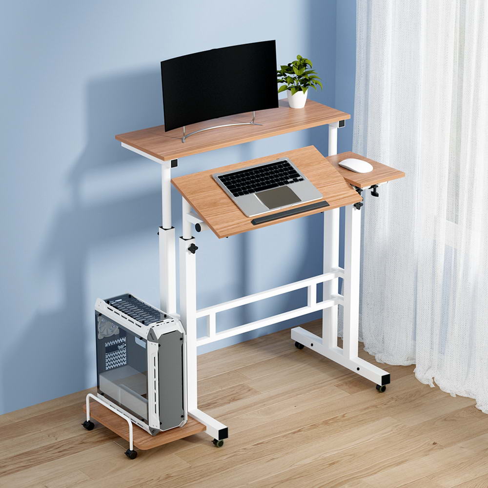 Artiss Laptop Desk Table Adjustable Light Wood 80Cm