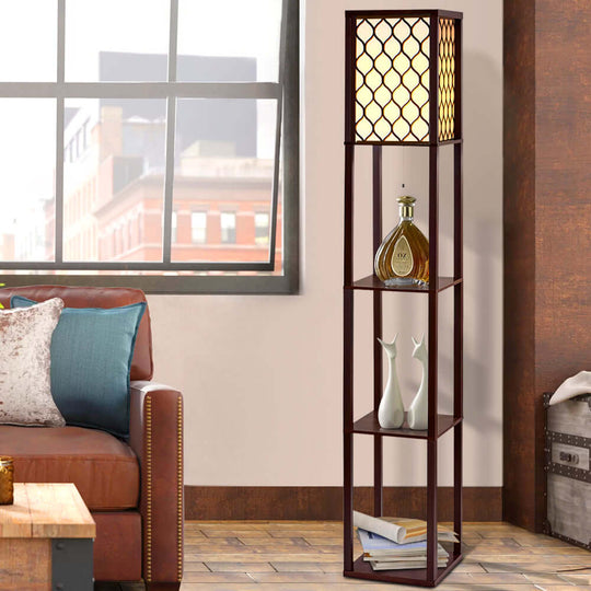 _label_, DSZ Product, feed-cond-new, feed-sl-free shipping, free-shippingArtiss Floor Lamp 3 Tier Shelf Storage Led Light Stand Home Room Pattern Brown - Premium Home & Garden > Lighting > Floor Lamps from Artiss ! Shop Online Buy Now at S & D's Value Store Family Business Best Customer Service_label_, DSZ Product, feed-cond-new, feed-sl-free shipping, free-shipping