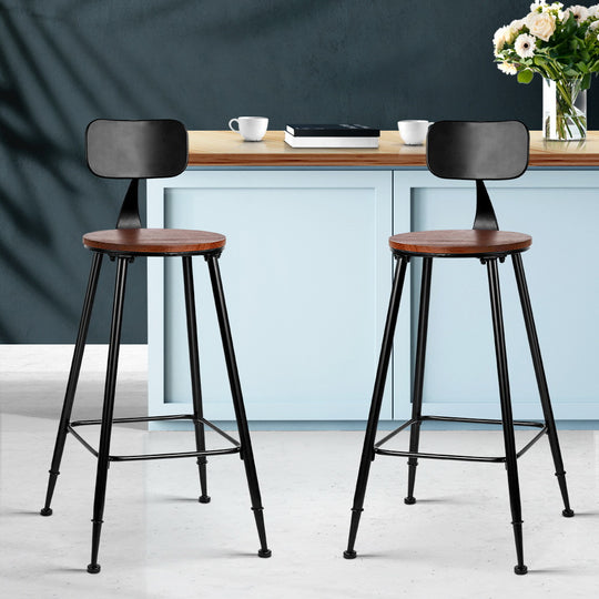 Artiss 2x Bar Stools Vintage Metal Chairs