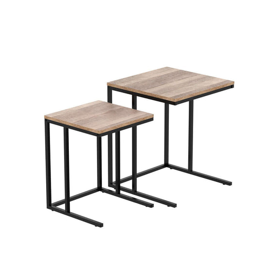 Artiss Nesting Coffee Table Set of 2 in Walnut with steel legs, affordable and quality value furniture for space-saving and stylish design.