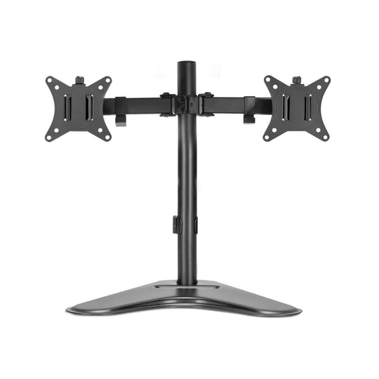 Artiss dual monitor arm stand in sleek black, adjustable height, swivel, and tilt features for ergonomic workspace.