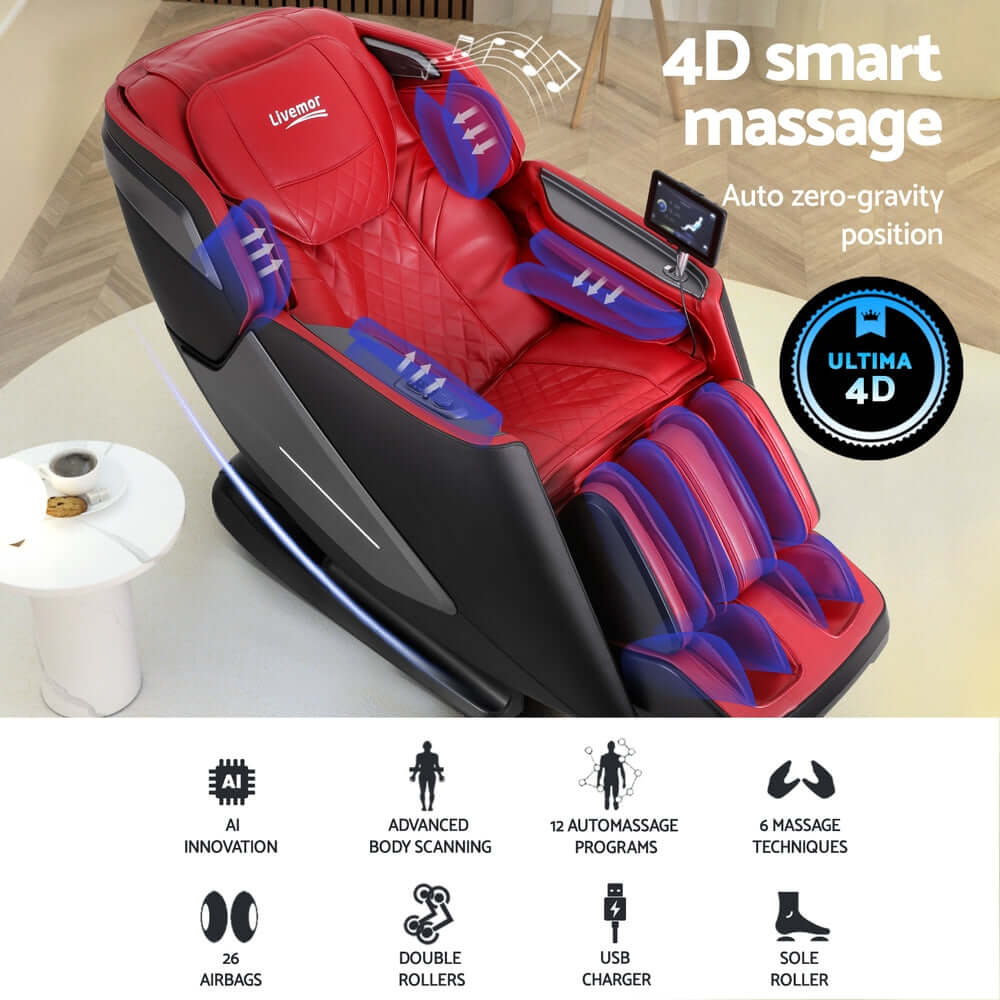 DSZ Product, feed-cond-new, feed-sl-DSZ Freight Payable, newLivemor 4D Massage Chair Electric Recliner Home Massager Red - Premium Furniture > Bar Stools & Chairs > Massage Chairs from Livemor ! Shop Online Buy Now at S & D's Value Store Family Business Best Customer ServiceDSZ Product, feed-cond-new, feed-sl-DSZ Freight Payable, new