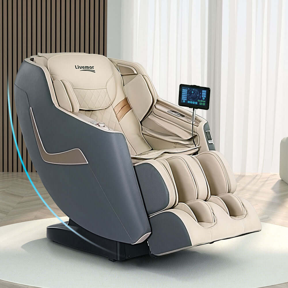 Livemor 3D Electric Massage Chair Recliner, affordable quality home massager with luxury features and DIY settings.