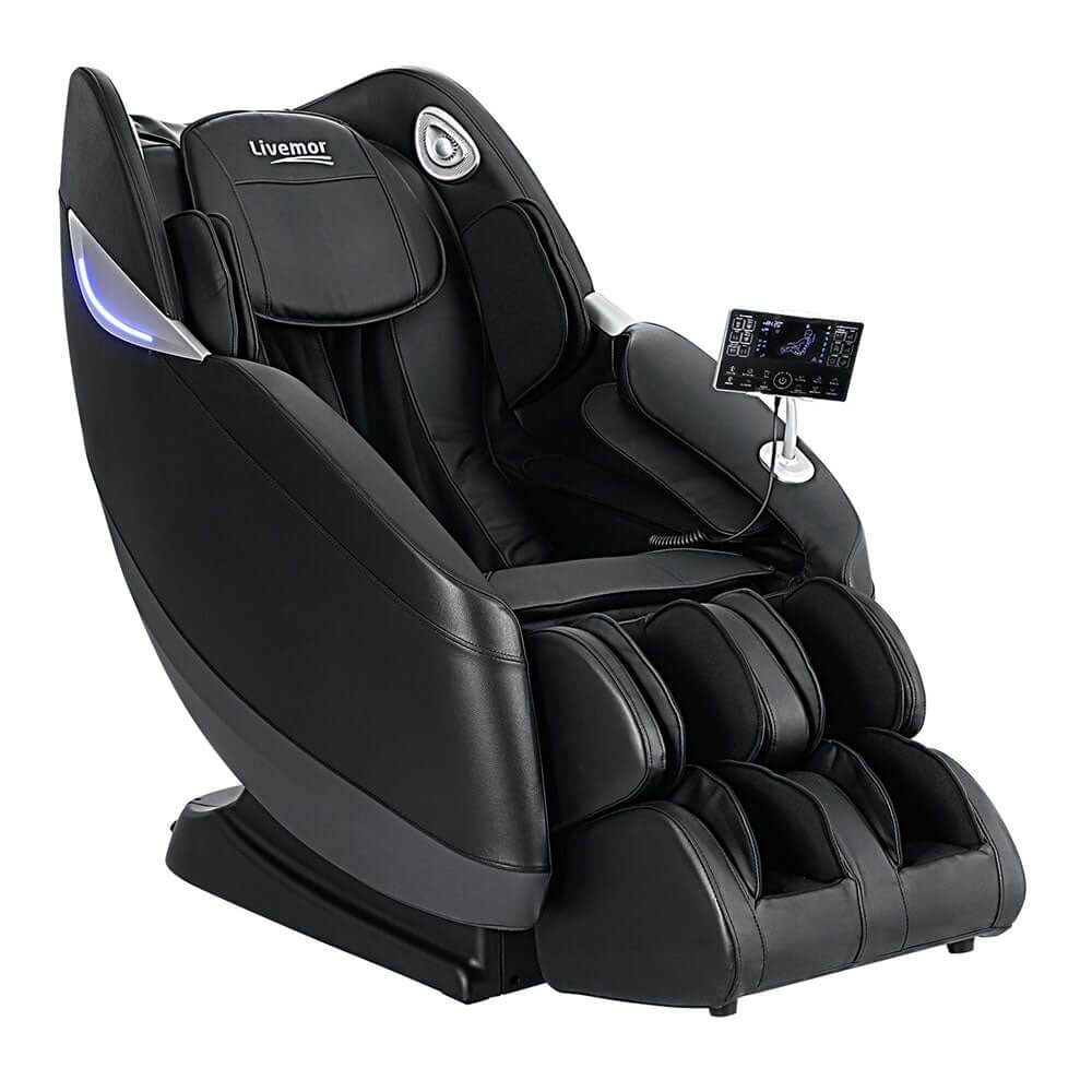 Livemor Flynn Electric Massage Chair with sleek design, remote control, and luxurious comfort for affordable relaxation at home.