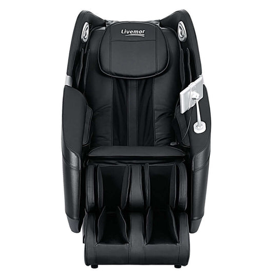 Livemor 3D massage chair in black, offering affordable luxury and quality relaxation at home.