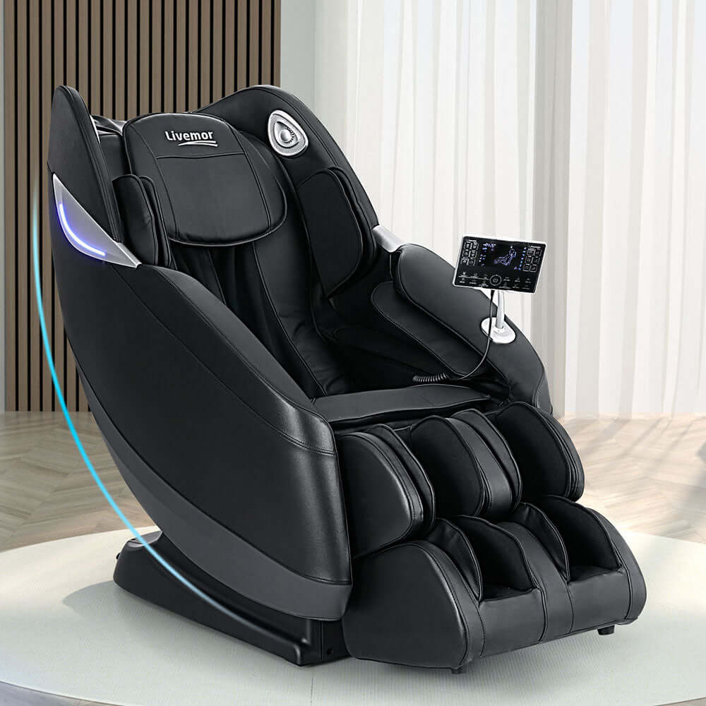 Livemor Massage Chair Electric Recliner, 3D massager with luxurious black design and easy-to-use control panel.