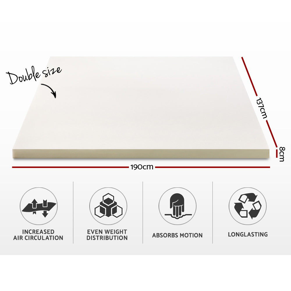 _label_, DSZ Product, feed-cond-new, feed-sl-free shipping, free-shipping, newGiselle Bedding Memory Foam Mattress Topper 8Cm Double - Premium Furniture > Mattresses > Mattress Toppers from Giselle Bedding ! Shop Online Buy Now at S & D's Value Store Family Business Best Customer Service_label_, DSZ Product, feed-cond-new, feed-sl-free shipping, free-shipping, new