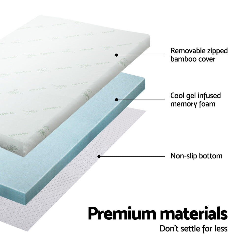 DSZ Product, feed-cond-new, feed-sl-DSZ Freight Payable, newGiselle Bedding Memory Foam Mattress Topper Cool Gel Bed Mat Bamboo 10Cm Double - Premium Furniture > Mattresses > Mattress Toppers from Giselle Bedding ! Shop Online Buy Now at S & D's Value Store Family Business Best Customer ServiceDSZ Product, feed-cond-new, feed-sl-DSZ Freight Payable, new