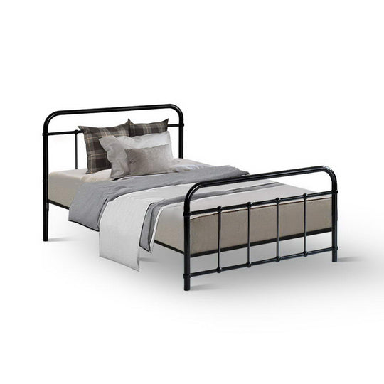 Artiss Bed Frame Metal Frames Leo - Single (Black)