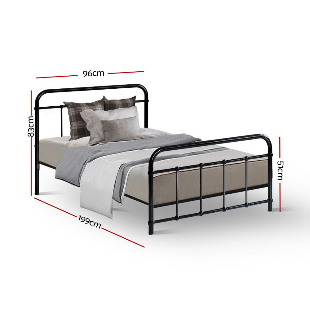 Artiss Bed Frame Metal Frames Leo - Single (Black)