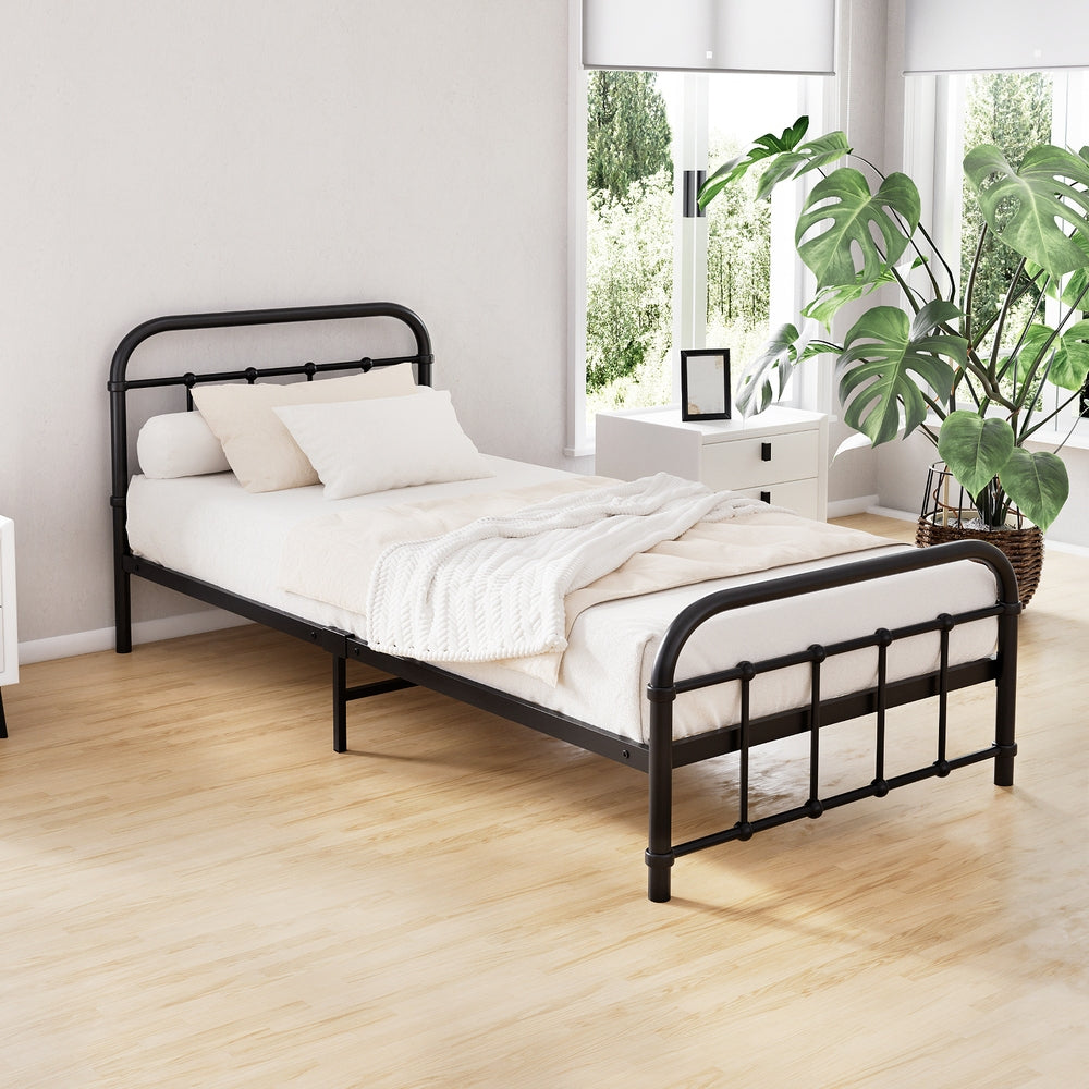 Artiss Bed Frame Metal Frames Leo - Single (Black)