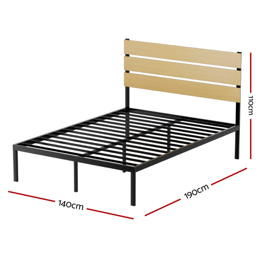 Artiss Bed Frame Double Size Metal Base Mattress Platform Foundation Black Paula