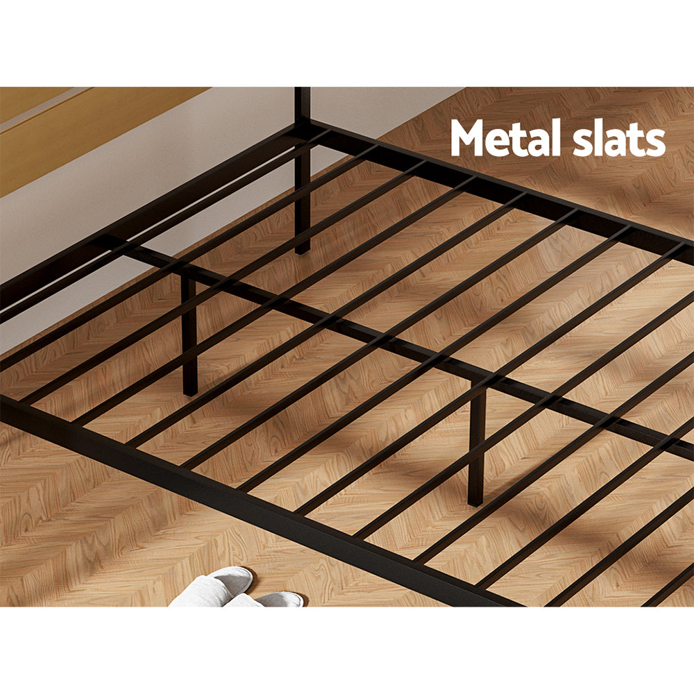 Artiss Bed Frame Double Size Metal Base Mattress Platform Foundation Black Paula