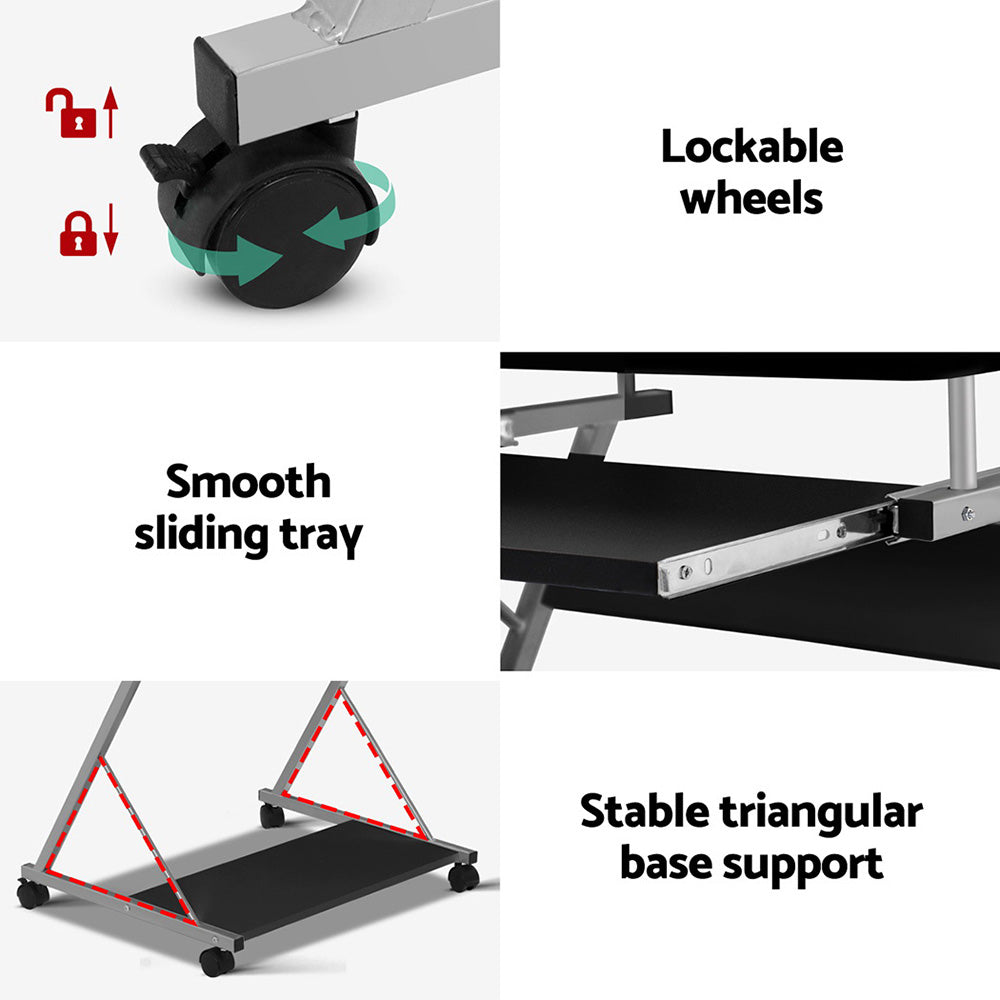 Artiss Computer Desk Keyboard Tray Shelf Black 60CM