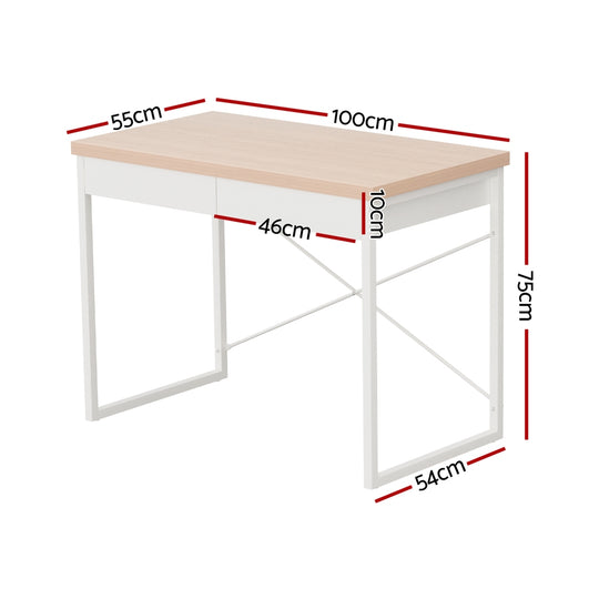 Artiss Computer Desk Drawer Storage Oak 100Cm