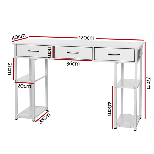 Artiss Computer Desk Drawer Shelves Study Table 120Cm White