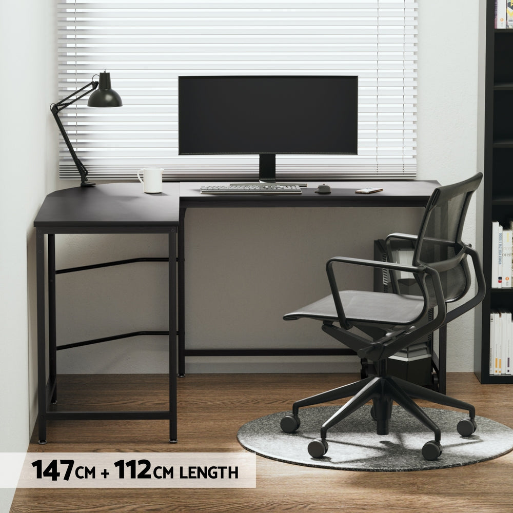 Artiss Computer Desk L - Shape Cpu Stand Black 147Cm