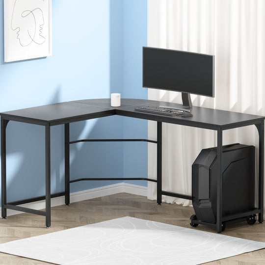 Artiss Computer Desk L - Shape Cpu Stand Black 147Cm