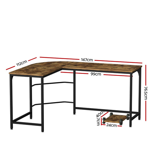 DSZ Product, feed-cond-new, feed-sl-DSZ Freight Payable, newArtiss Computer Desk L - Shape Cpu Stand Brown 147Cm - Premium Furniture > Office > Desks from Artiss ! Shop Online Buy Now at S & D's Value Store Family Business Best Customer ServiceDSZ Product, feed-cond-new, feed-sl-DSZ Freight Payable, new