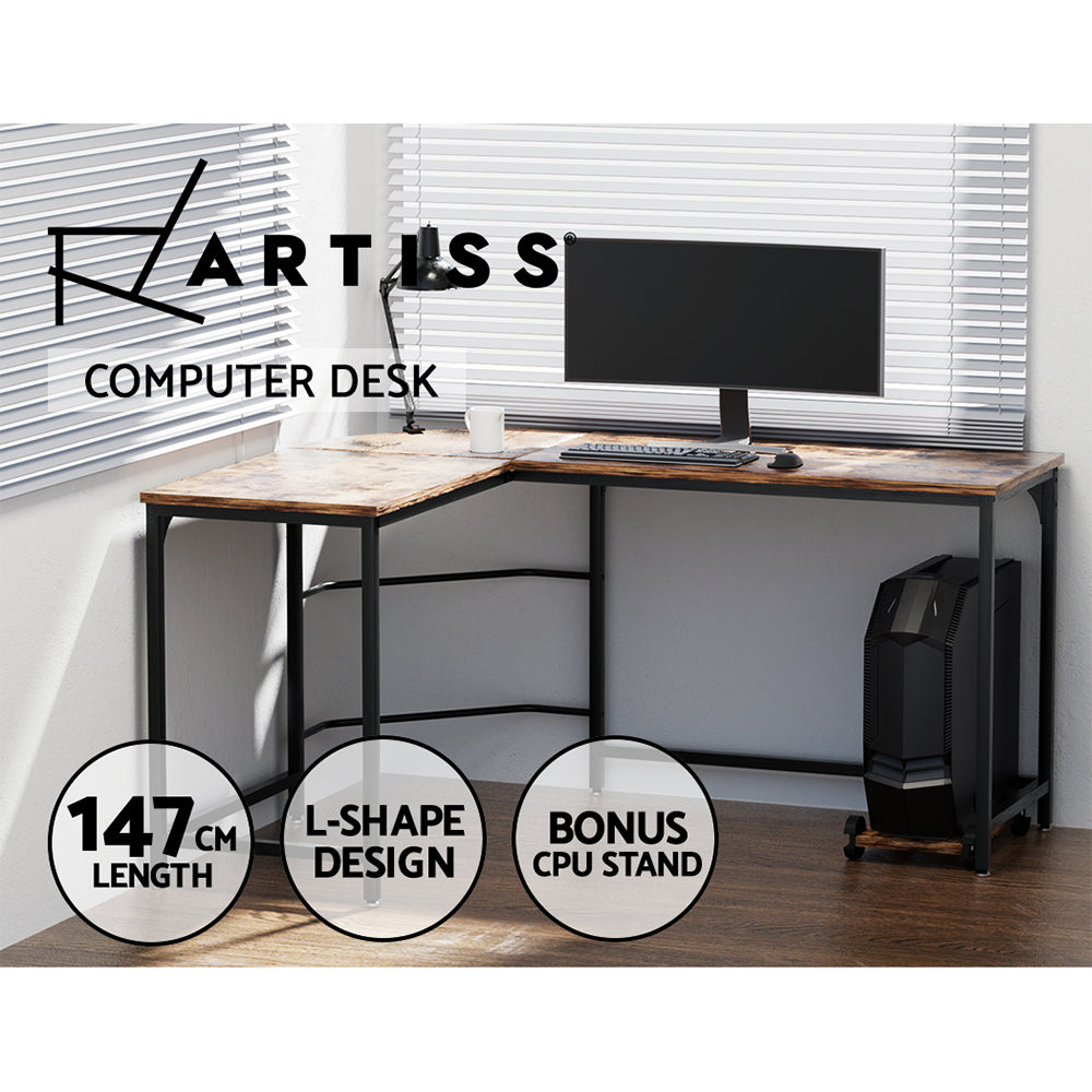 DSZ Product, feed-cond-new, feed-sl-DSZ Freight Payable, newArtiss Computer Desk L - Shape Cpu Stand Brown 147Cm - Premium Furniture > Office > Desks from Artiss ! Shop Online Buy Now at S & D's Value Store Family Business Best Customer ServiceDSZ Product, feed-cond-new, feed-sl-DSZ Freight Payable, new