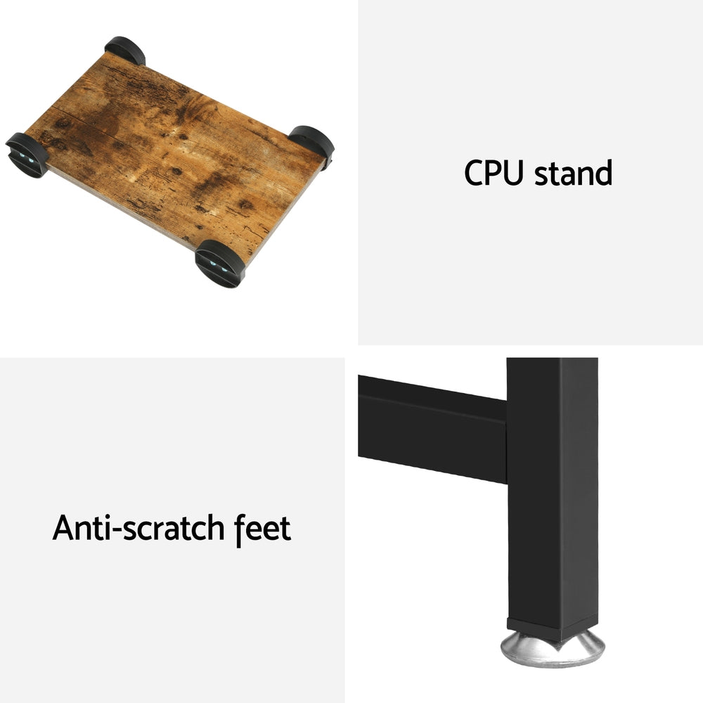 Artiss Computer Desk L - Shape Cpu Stand Brown 147Cm