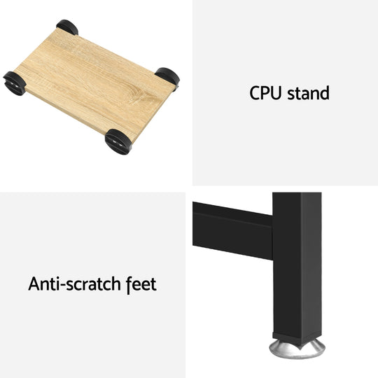 Artiss Computer Desk L - Shape Cpu Stand Oak 147Cm