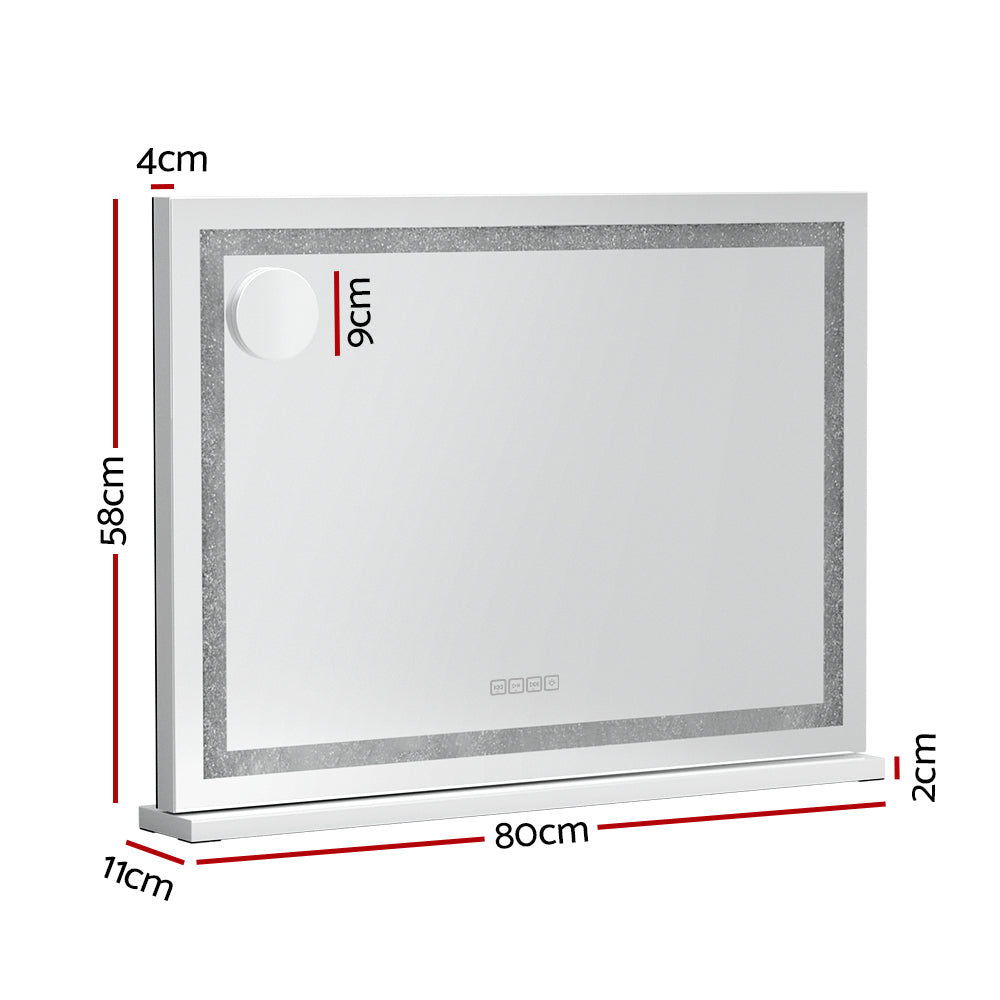 กระจกแต่งหน้าบลูทูธ Embellir ขนาด 80x58 ซม. พร้อมไฟ LED คริสตัล