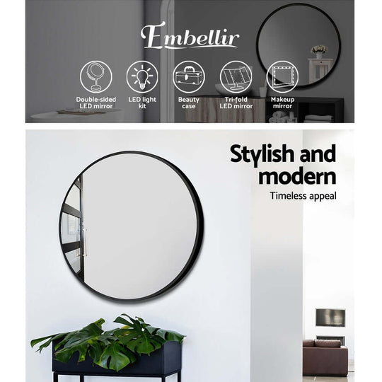 DSZ Product, feed-cond-new, feed-sl-DSZ Freight Payable, newEmbellir Wall Mirror Makeup 70Cm Home Decor Framed Mirrors Bathroom Round Black - Premium Health & Beauty > Makeup > Makeup Mirrors from Embellir ! Shop Online Buy Now at S & D's Value Store Family Business Best Customer ServiceDSZ Product, feed-cond-new, feed-sl-DSZ Freight Payable, new