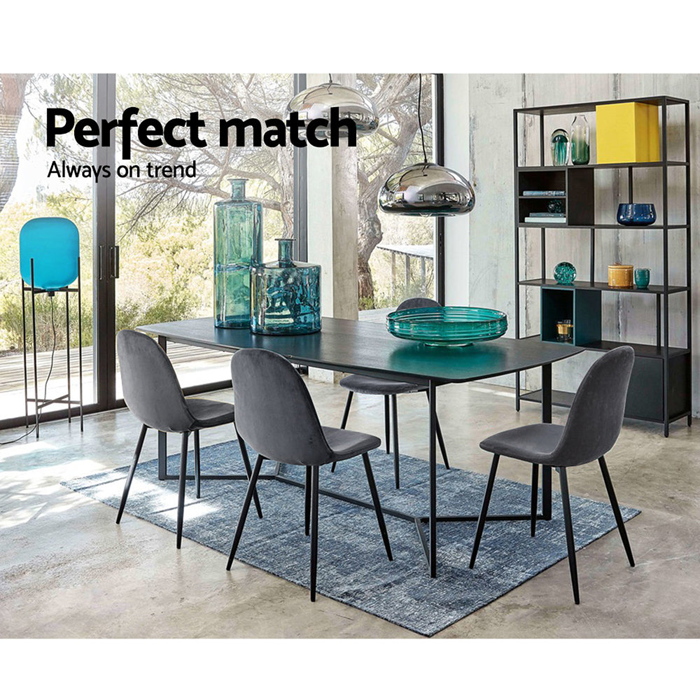 DSZ Product, feed-cond-new, feed-sl-DSZ Freight Payable, newArtiss Dining Chairs Set Of 4 Velvet Curved Slope Grey - Premium Furniture > Dining > Dining Set from Artiss ! Shop Online Buy Now at S & D's Value Store Family Business Best Customer ServiceDSZ Product, feed-cond-new, feed-sl-DSZ Freight Payable, new