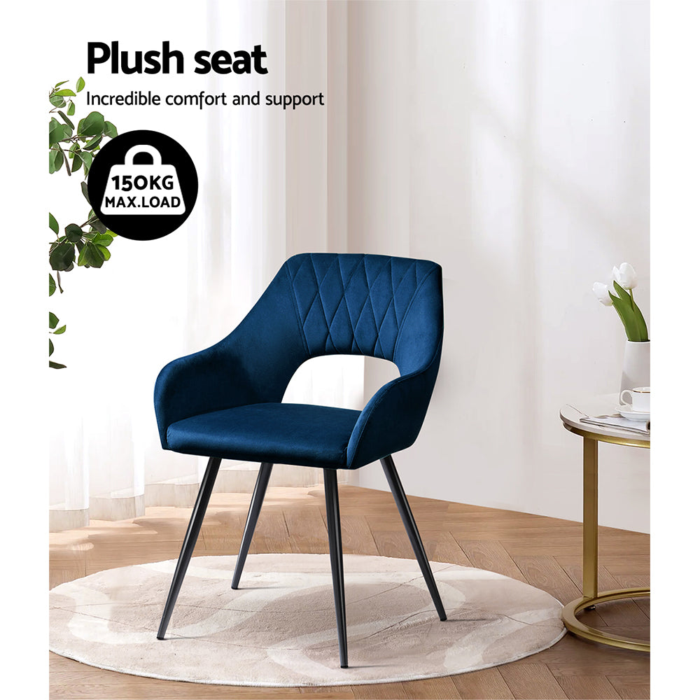 DSZ Product, feed-cond-new, feed-sl-DSZ Freight Payable, newArtiss Dining Chairs Set Of 2 Velvet Hollow Armchair Blue - Premium Furniture > Dining > Kitchen & Dining Chairs from Artiss ! Shop Online Buy Now at S & D's Value Store Family Business Best Customer ServiceDSZ Product, feed-cond-new, feed-sl-DSZ Freight Payable, new