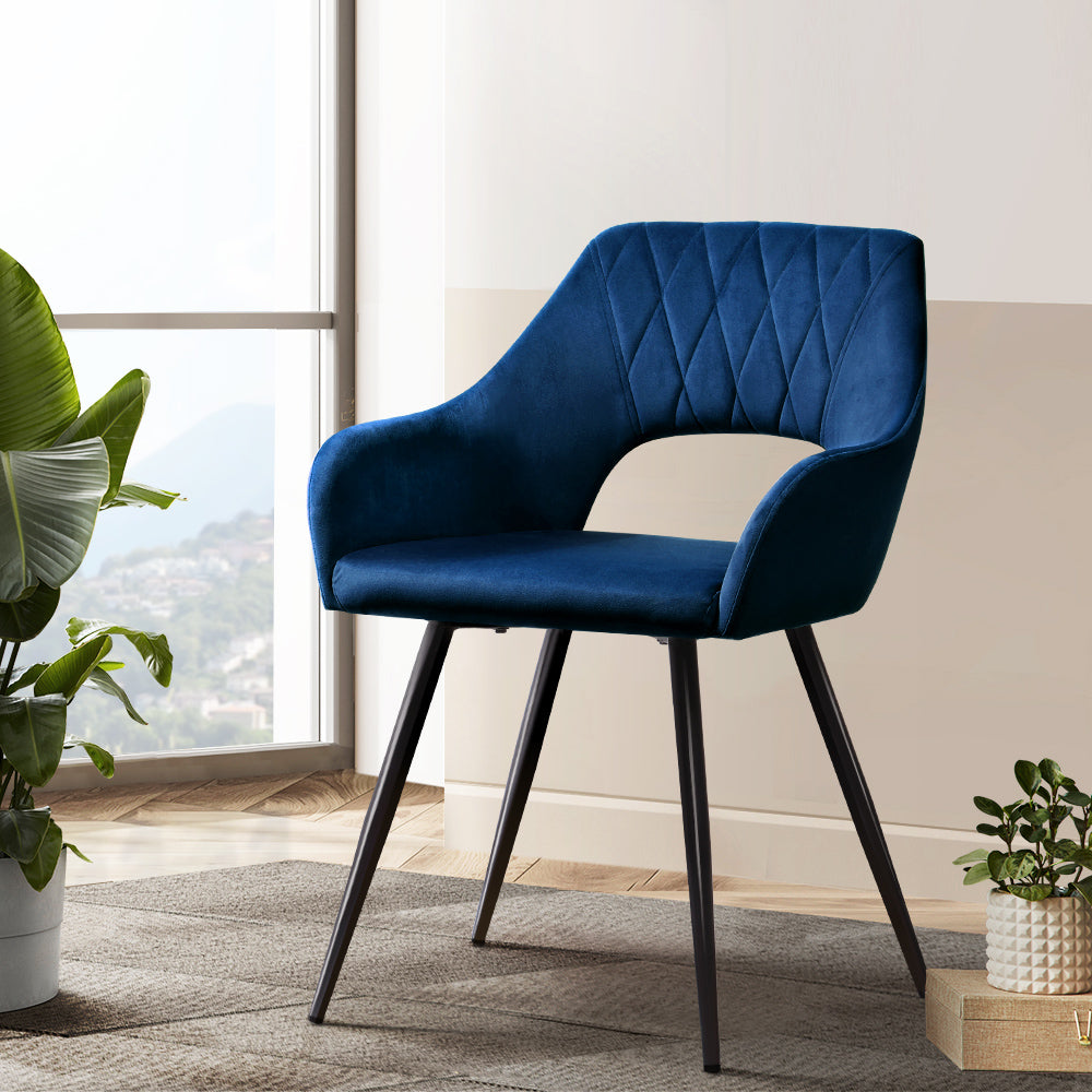 DSZ Product, feed-cond-new, feed-sl-DSZ Freight Payable, newArtiss Dining Chairs Set Of 2 Velvet Hollow Armchair Blue - Premium Furniture > Dining > Kitchen & Dining Chairs from Artiss ! Shop Online Buy Now at S & D's Value Store Family Business Best Customer ServiceDSZ Product, feed-cond-new, feed-sl-DSZ Freight Payable, new