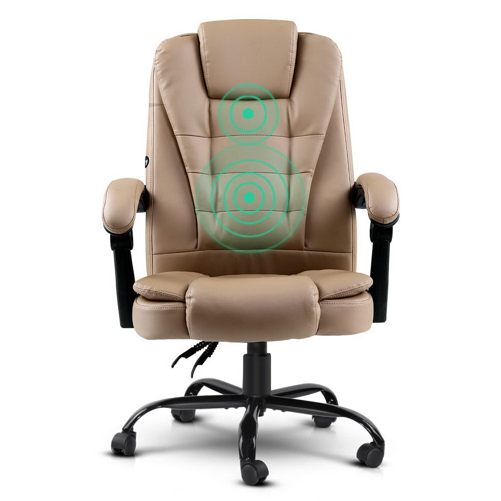 Artiss 2 Point Massage Office Chair Pu Leather Espresso