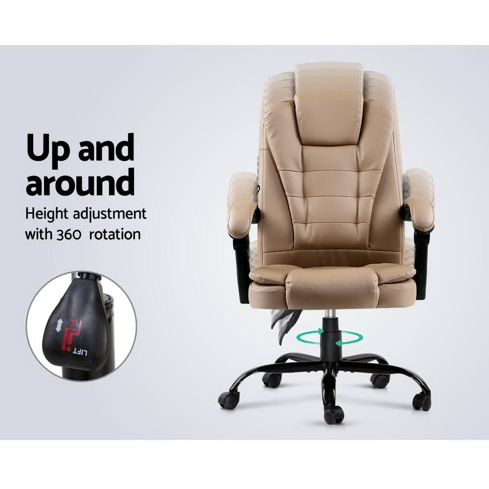 Artiss 2 Point Massage Office Chair Pu Leather Espresso