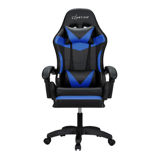 Artiss 6 Point Massage Gaming Office Chair 7 Led Footrest Blue