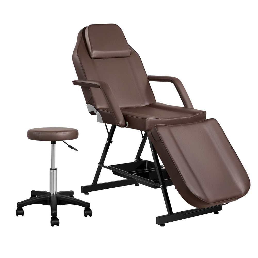 Zenses Massage Table Adjustable Salon Bed Chair 3-Fold Brown