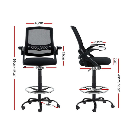 Artiss office chair drafting stool with mesh back, height adjustable, ergonomic design, affordable comfort for DIY art tasks.