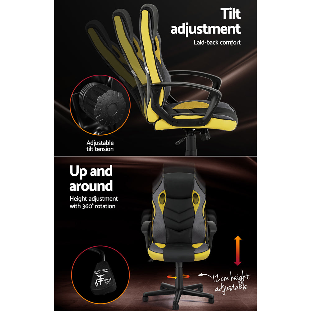 Artiss Gaming Office Chair Computer Executive Racing Chairs High Back Yellow