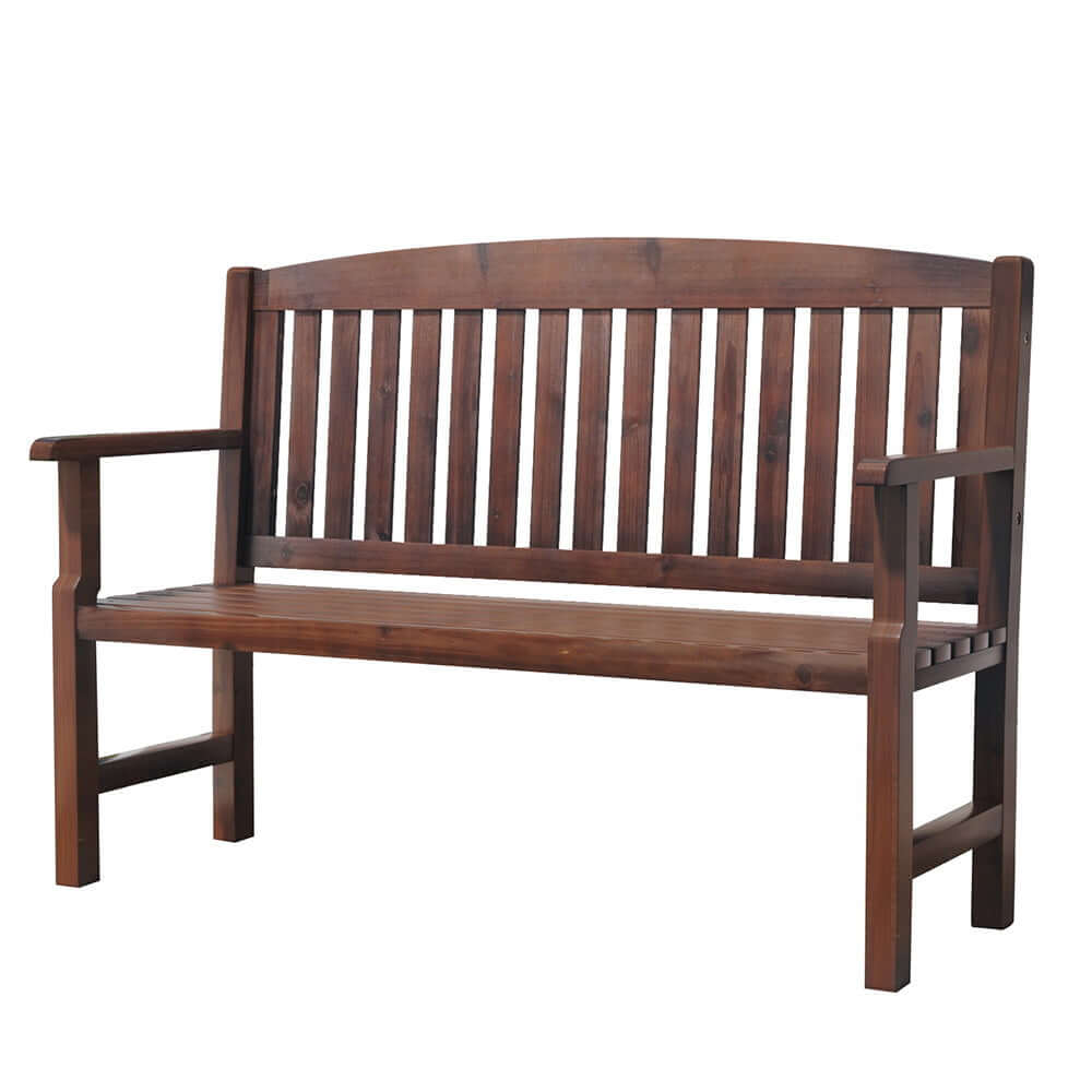 Gardeon wooden 2-seater outdoor garden bench, affordable patio furniture, quality craftsmanship in brown finish.