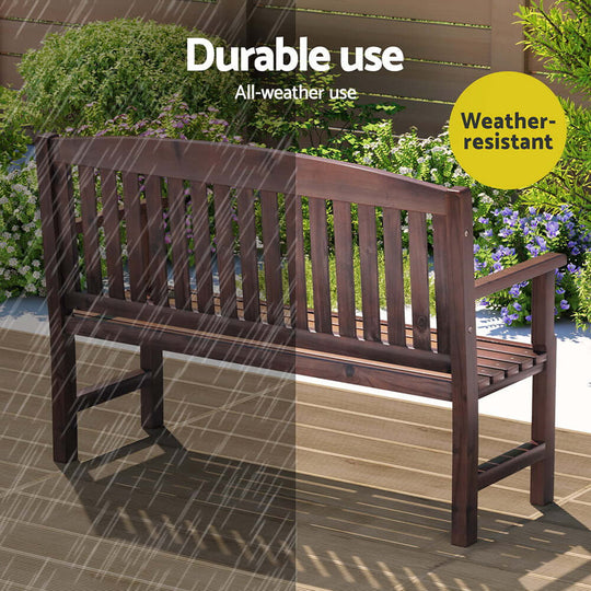 Gardeon wooden garden bench showcasing weather-resistant design for durable all-weather outdoor use.