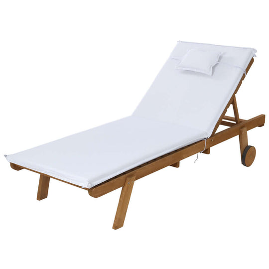 Gardeon sun lounge wooden lounger with wheels, affordable quality outdoor furniture for relaxation and sunbathing.