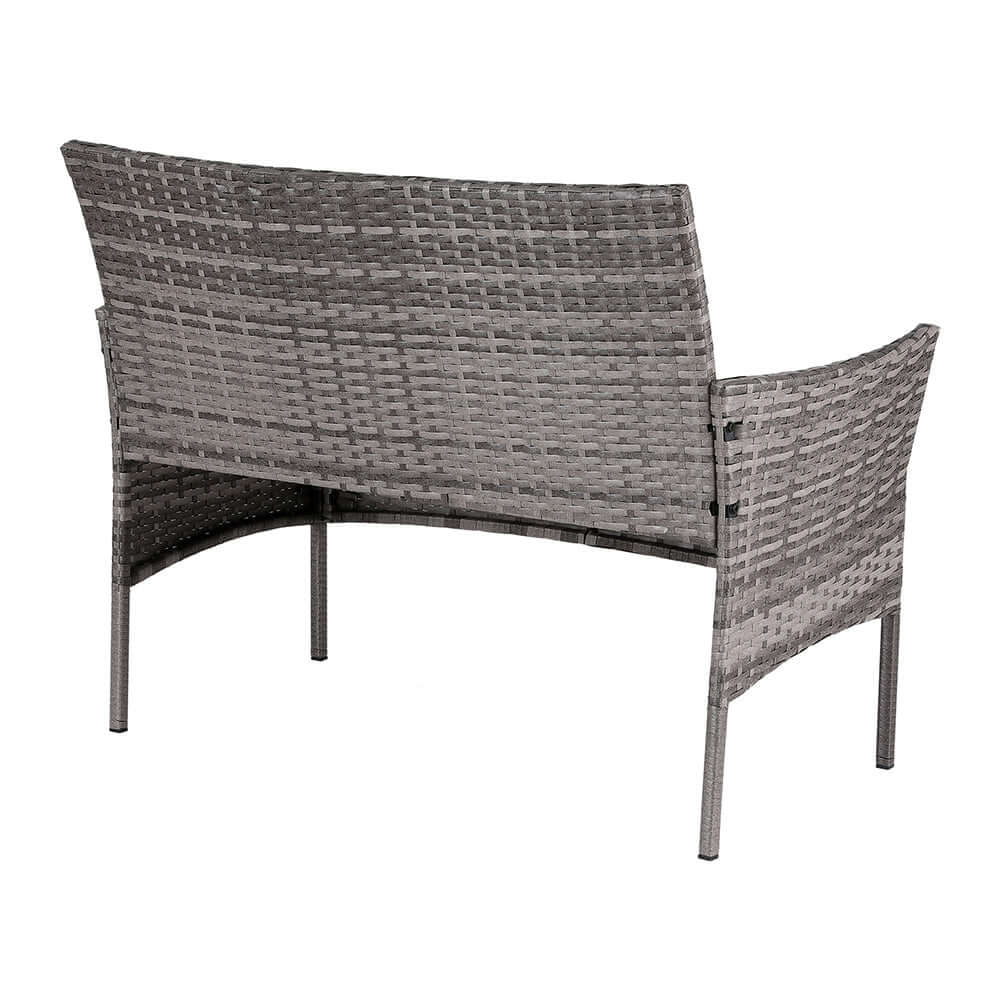 Gardeon grey outdoor wicker chair back view, durable and stylish, perfect for affordable luxury and DIY settings.