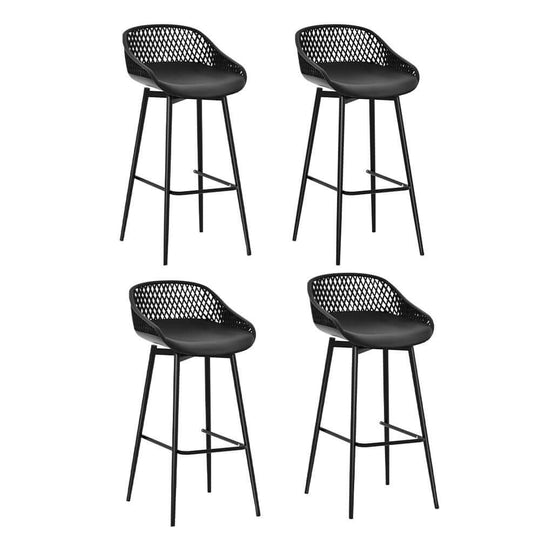 Gardeon 4-piece set of stylish black outdoor bar stools with ergonomic design and durable metal frame.