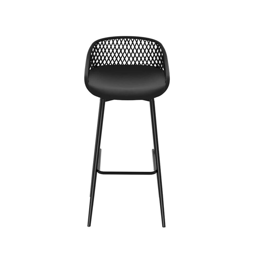 Gardeon 4-Piece outdoor bar stool with a modern black design, water-resistant seat, and durable metal frame.