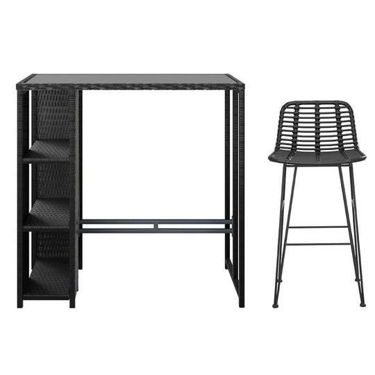 Affordable Gardeon outdoor bar set featuring a sleek table and stylish wicker bar stool, ideal for patio use.