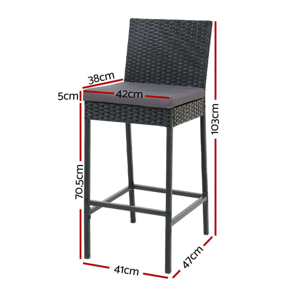 Gardeon 4-piece outdoor bar stool with durable rattan design, perfect for patio or poolside dining.