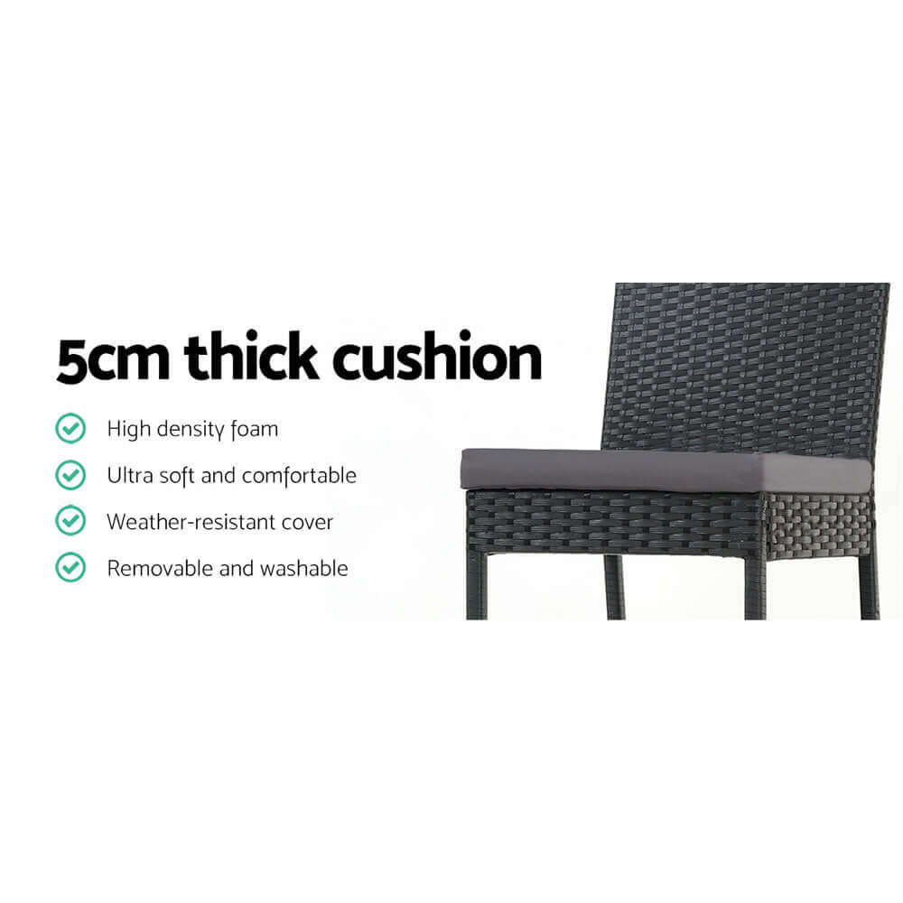 Gardeon outdoor bar stool with 5cm thick cushion, high density foam, ultra soft, weather-resistant cover, removable and washable.