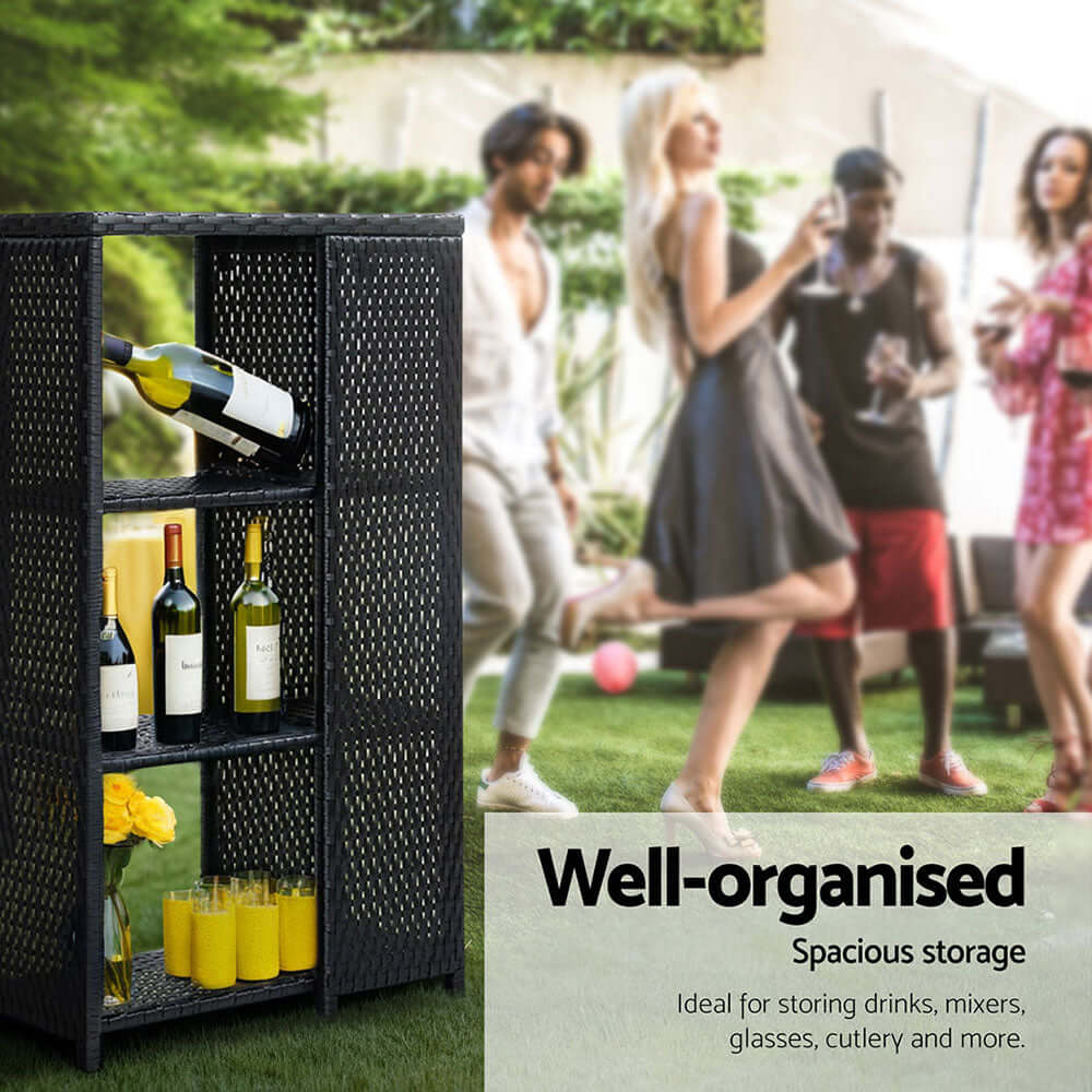 Gardeon outdoor bar table with spacious storage for drinks and mixers, perfect for stylish patio entertaining.