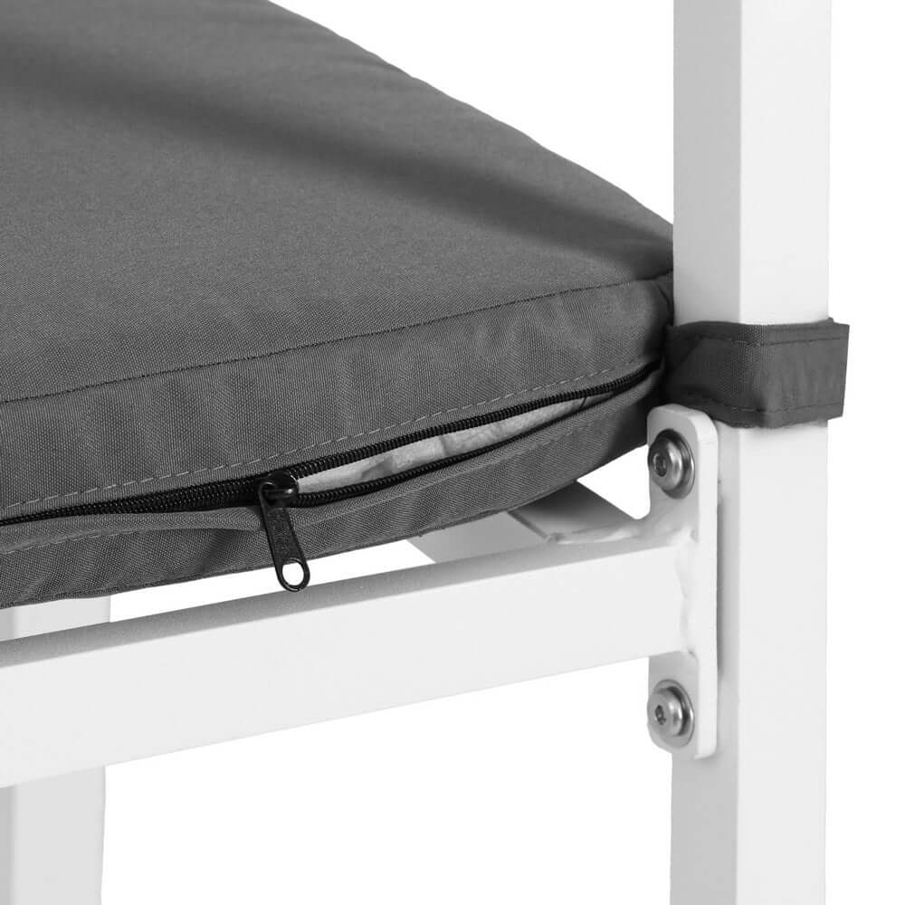 Close-up of Gardeon outdoor bar stool cushion with zipper, highlighting comfort and quality in a bar set.