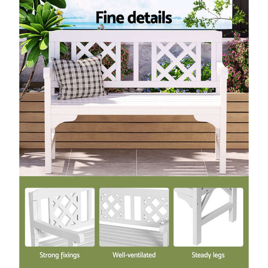 Gardeon Outdoor Garden Bench with lattice backrest, strong fixings, and steady legs for quality patio furniture.